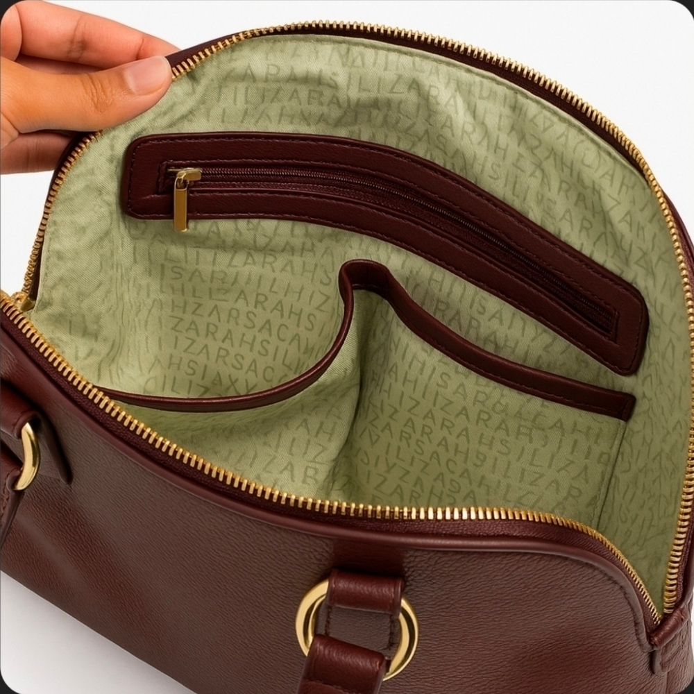 Isaac Mizrahi Burgundy Leather Handbag - Picture 4 of 6